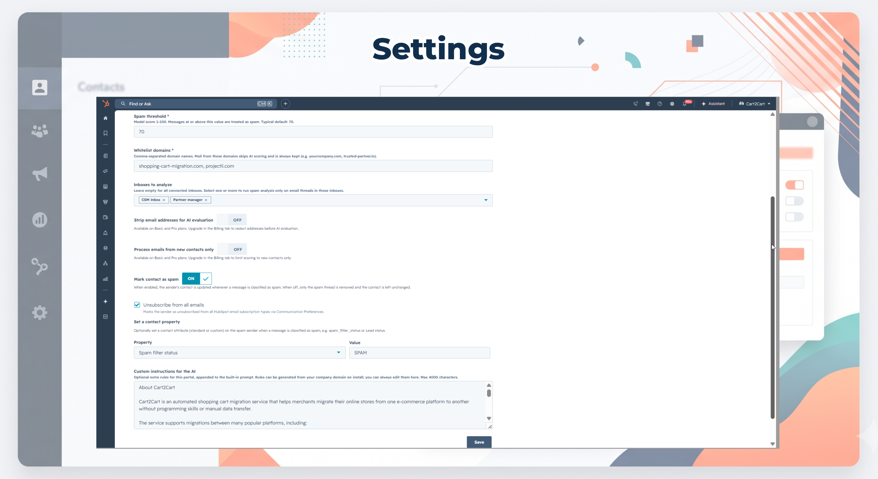 Inbox Spam Filter Scoring settings